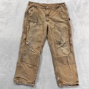 Carhartt B01 BRN Pants 37x30* Double Knee Carpenter Thrashed Distressed VTG‎ USA